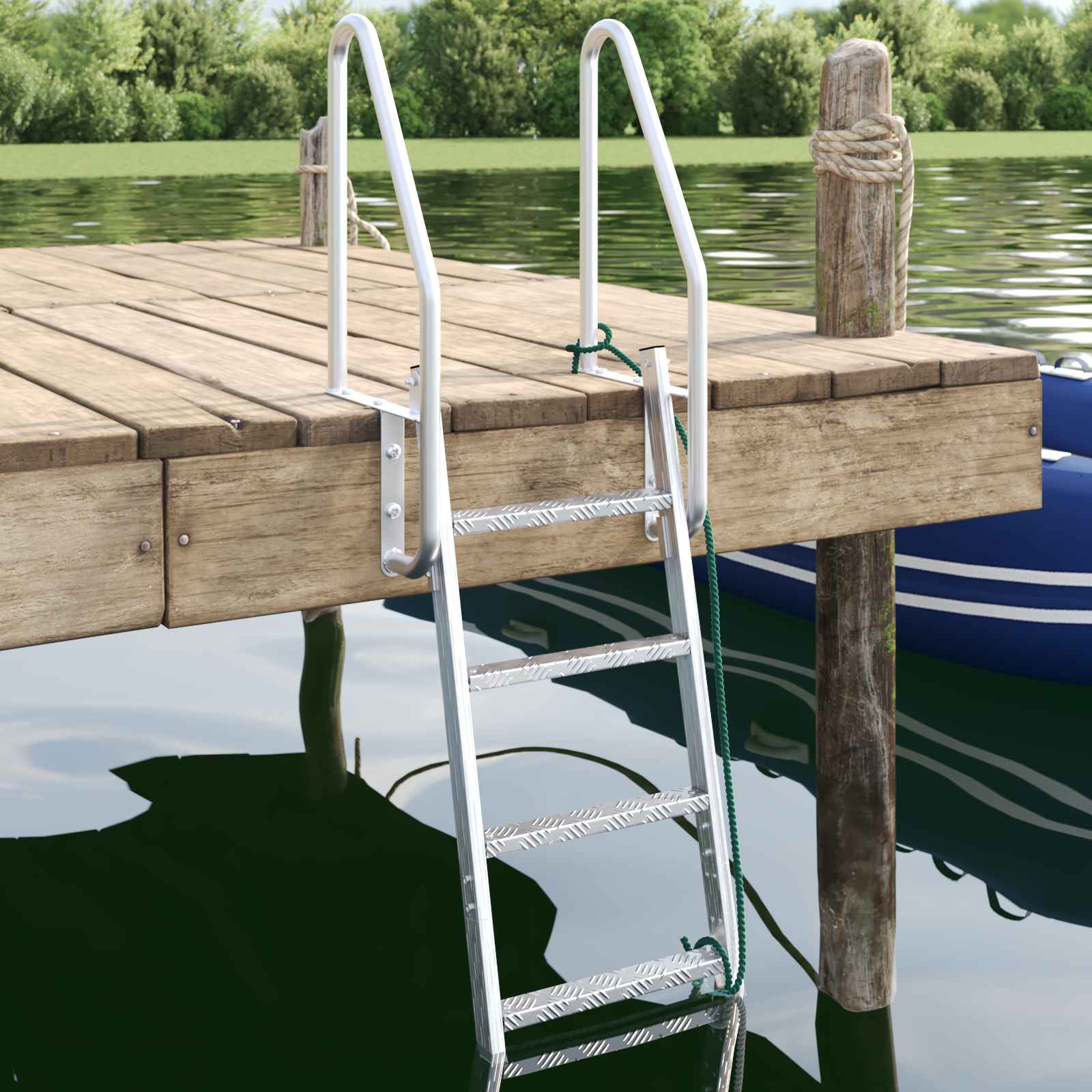 4-Stufen Dockleiter Silber 58 x 77 x 166 cm Aluminium