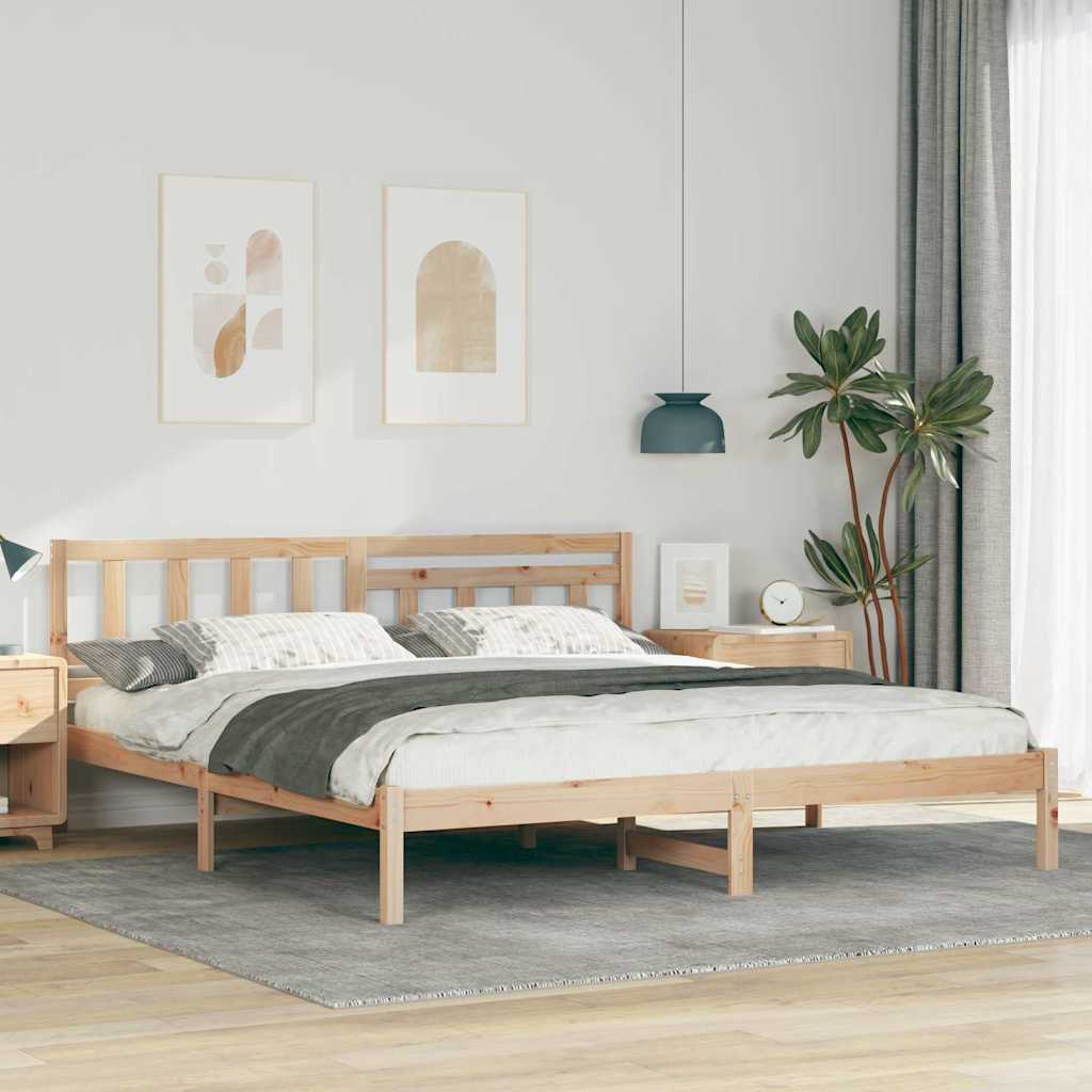 Bettrahmen mit Kopfteil Braun 200 x 200 cm Massives Kiefernholz
