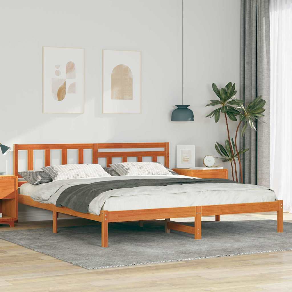 Bettrahmen Wachsbraun 200 x 200 cm Massives Kiefernholz