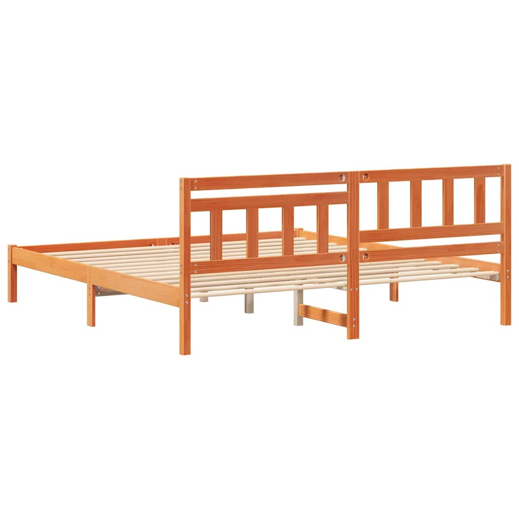 Bettrahmen Wachsbraun 180 x 200 cm Massives Kiefernholz