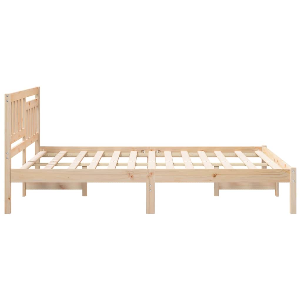 Bettrahmen mit Kopfteil Braun 140 x 190 cm Massives Kiefernholz