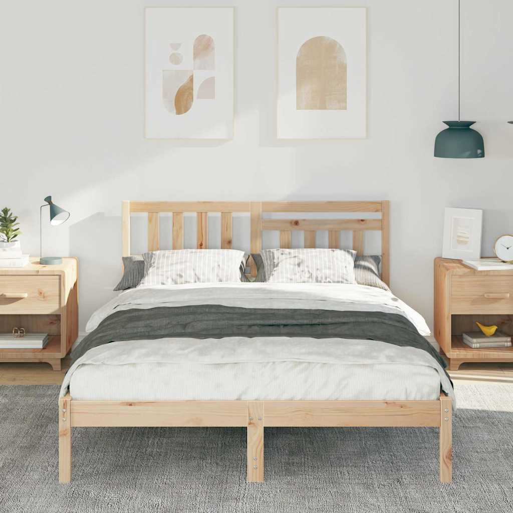 Bettrahmen mit Kopfteil Braun 135 x 190 cm Massives Kiefernholz