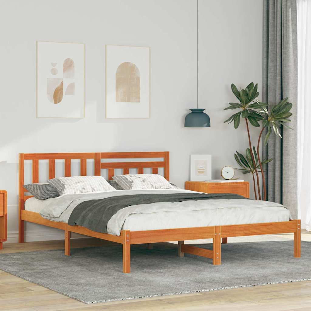 Bettgestell Wachsbraun 135 x 190 cm Massivholz Kiefer