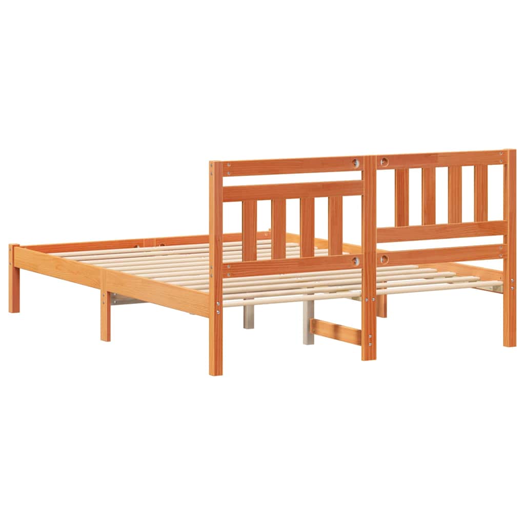Bettrahmen Wachsbraun 120 x 190 cm Massives Kiefernholz
