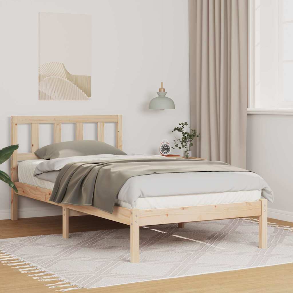 Bettrahmen mit Kopfteil Braun 90 x 190 cm Massives Kiefernholz