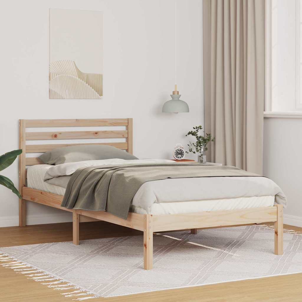 Bettrahmen mit Kopfteil Braun 80 x 200 cm Massives Kiefernholz