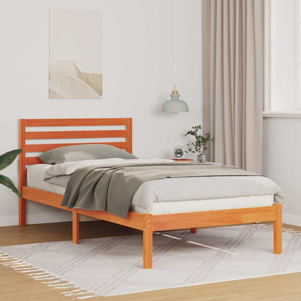 Bettrahmen Wachsbraun 80 x 200 cm Massives Kiefernholz
