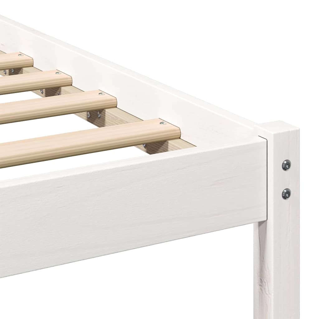 Bettrahmen mit Kopfteil Weiß 90 x 190 cm Massives Kiefernholz