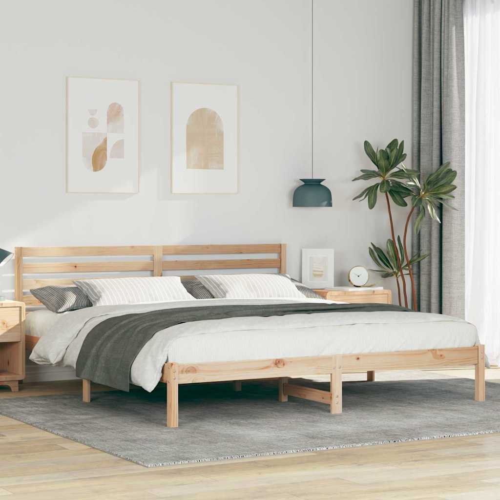 Bettrahmen mit Kopfteil Braun 200 x 200 cm Massives Kiefernholz