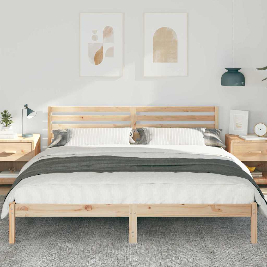Bettrahmen mit Kopfteil Braun 200 x 200 cm Massives Kiefernholz