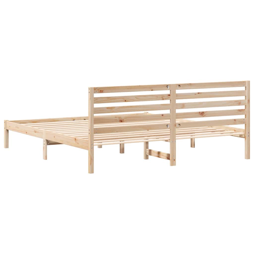 Bettrahmen mit Kopfteil Braun 200 x 200 cm Massives Kiefernholz