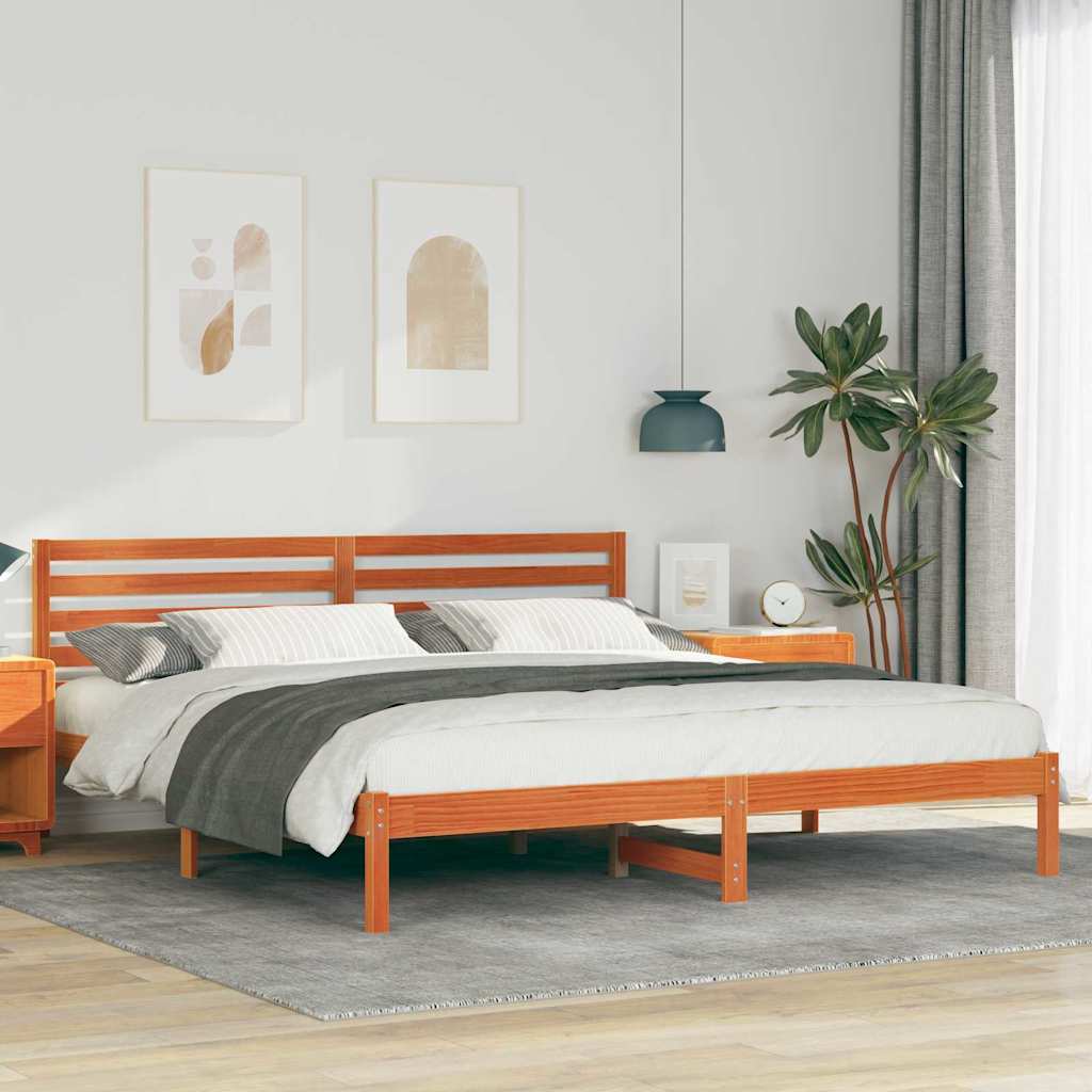 Bettrahmen Wachsbraun 200 x 200 cm Massives Kiefernholz