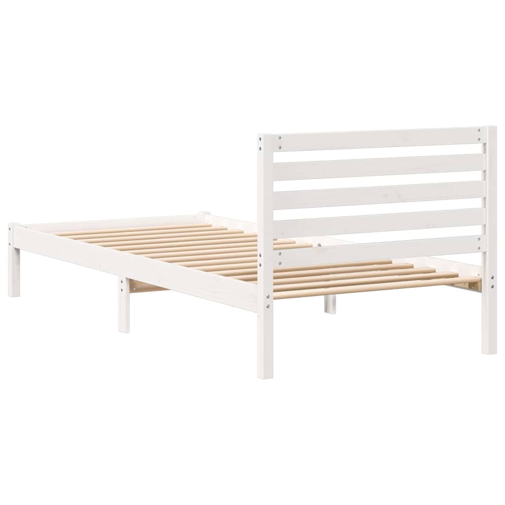Bettrahmen mit Kopfteil Weiß 80 x 210 cm Massives Kiefernholz