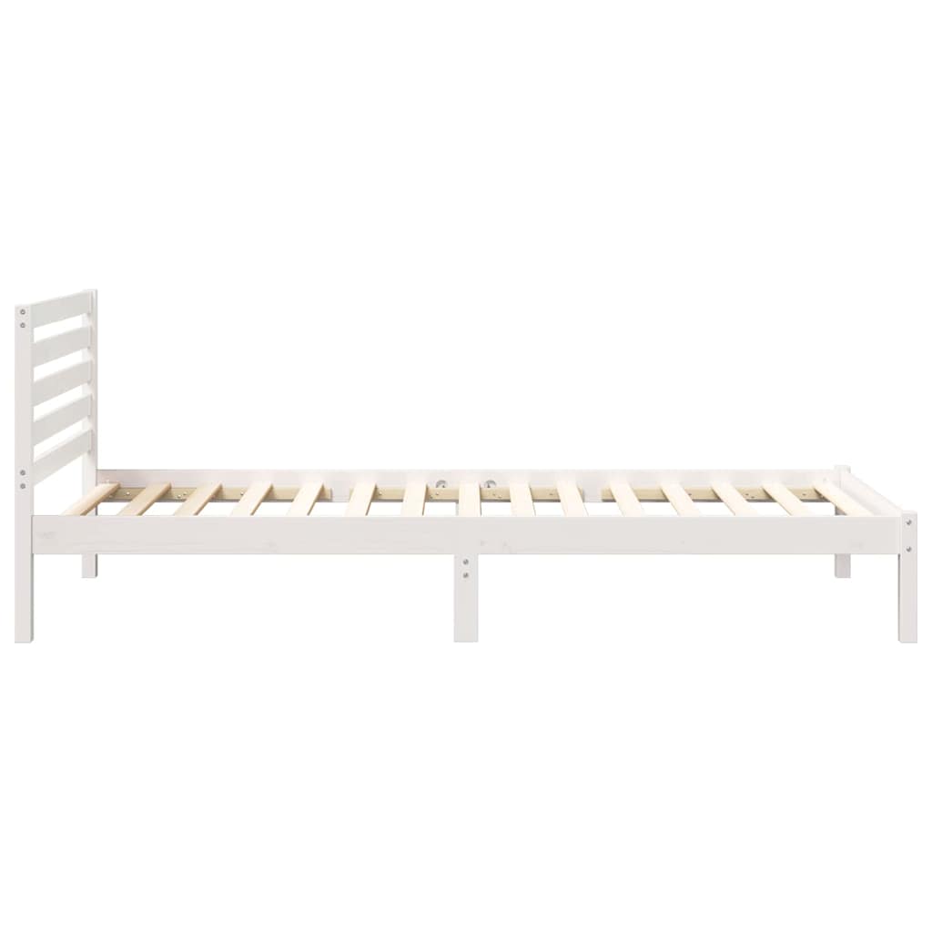 Bettrahmen mit Kopfteil Weiß 80 x 210 cm Massives Kiefernholz