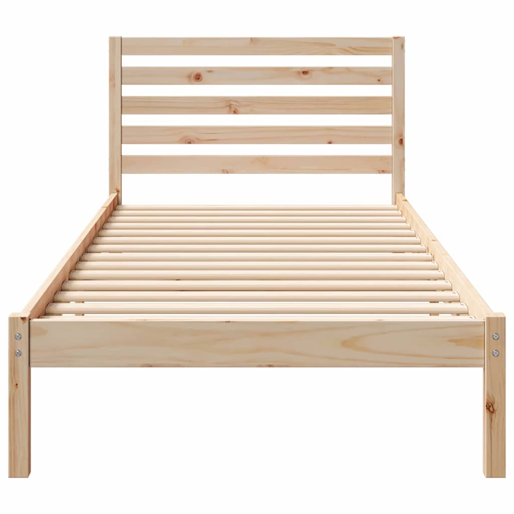 Bettrahmen mit Kopfteil Braun 90 x 210 cm Massives Kiefernholz