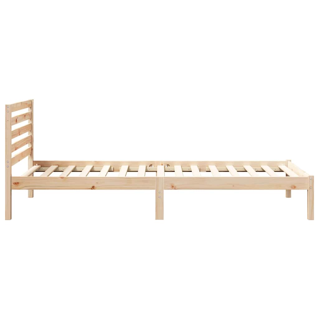 Bettrahmen mit Kopfteil Braun 90 x 210 cm Massives Kiefernholz