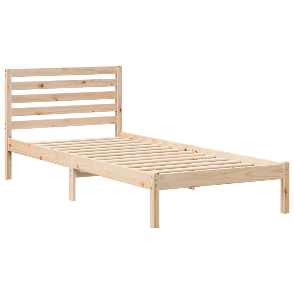 Bettrahmen mit Kopfteil Braun 100 x 210 cm Massives Kiefernholz