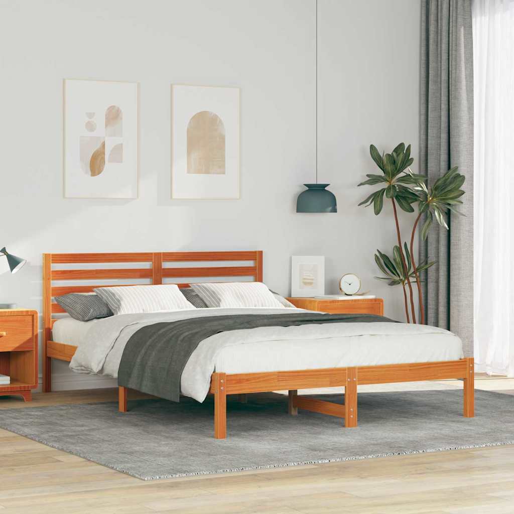 Bettrahmen Wachsbraun 140 x 210 cm Massives Kiefernholz