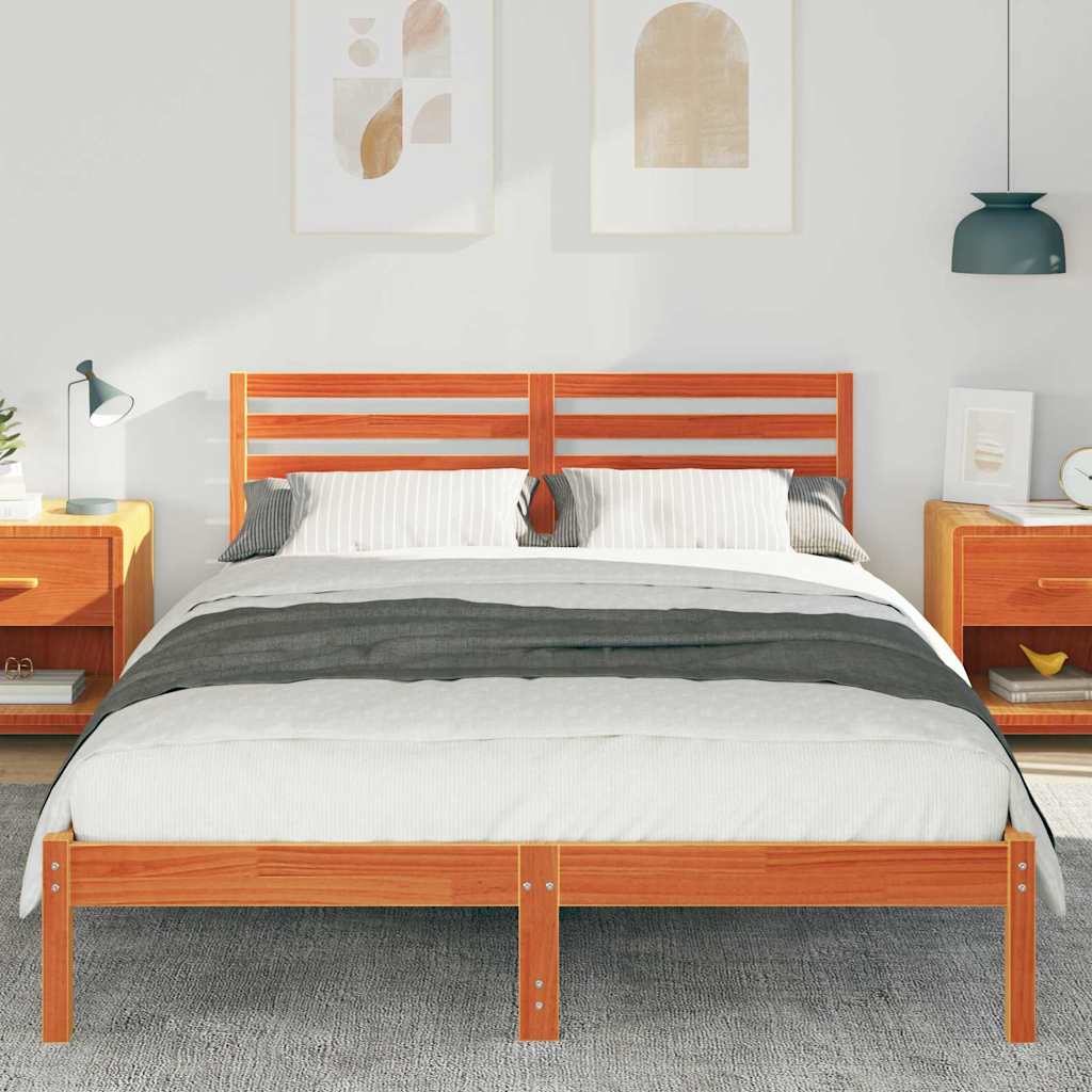 Bettrahmen Wachsbraun 140 x 210 cm Massives Kiefernholz
