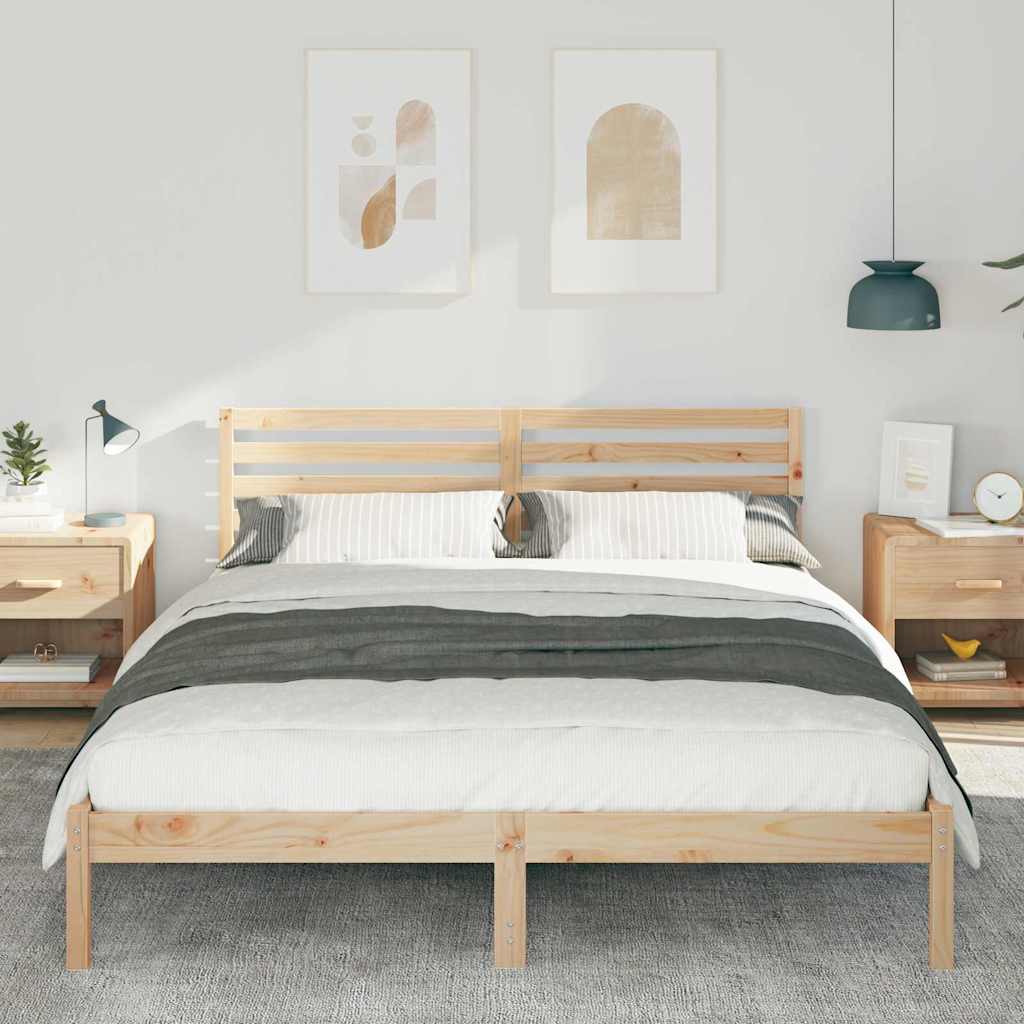 Bettrahmen mit Kopfteil Braun 160 x 210 cm Massives Kiefernholz