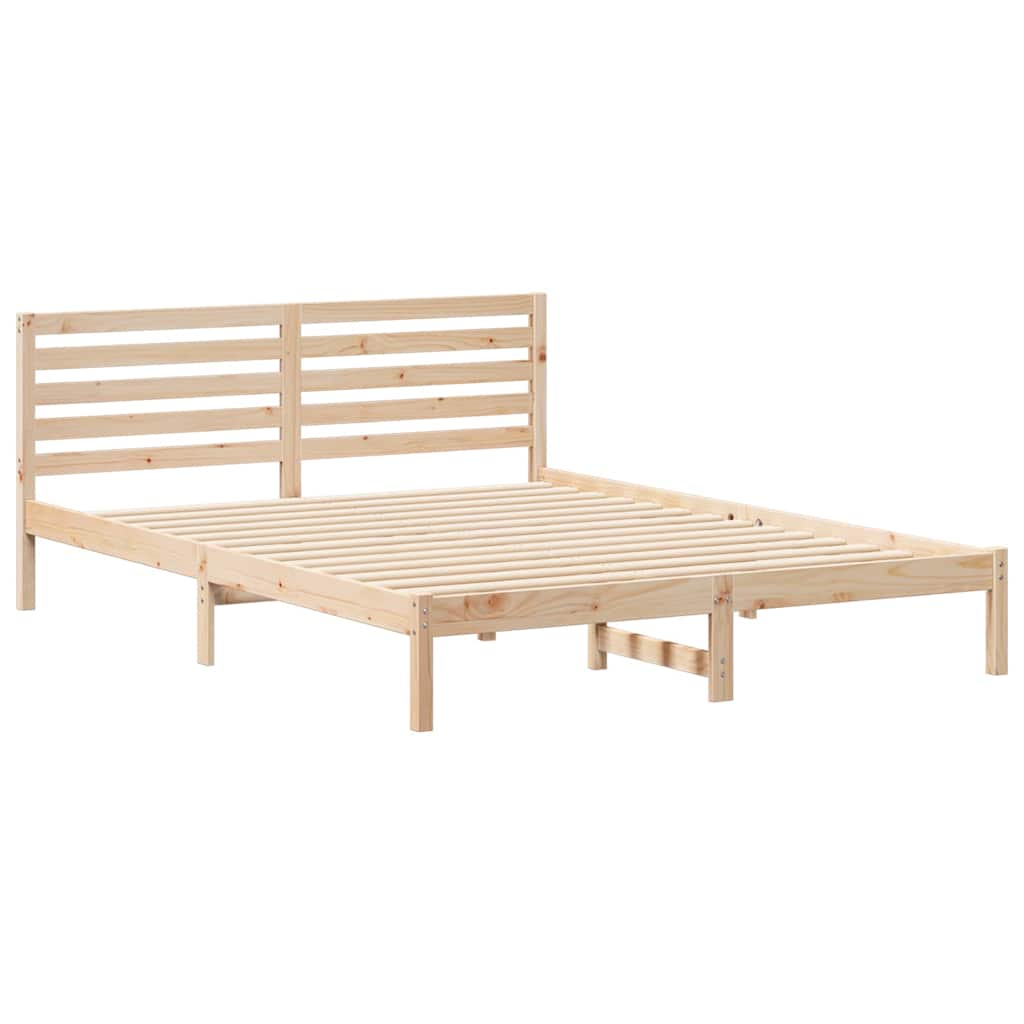 Bettrahmen mit Kopfteil Braun 160 x 210 cm Massives Kiefernholz