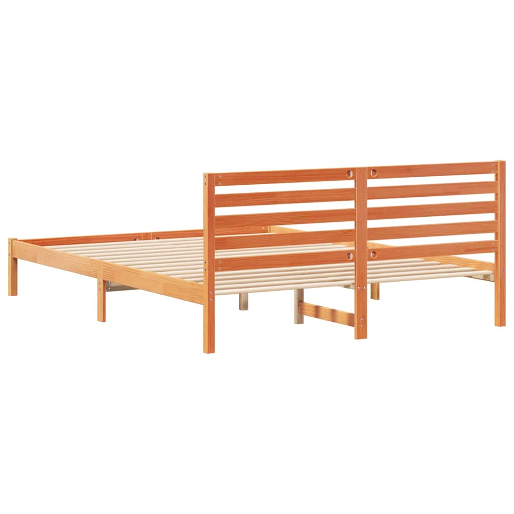 Bettrahmen Wachsbraun 160 x 210 cm Massives Kiefernholz