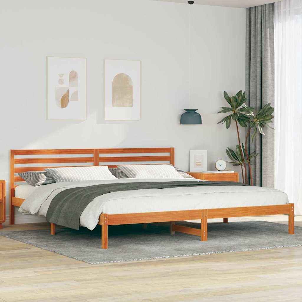 Bettrahmen Wachsbraun 180 x 210 cm Massives Kiefernholz