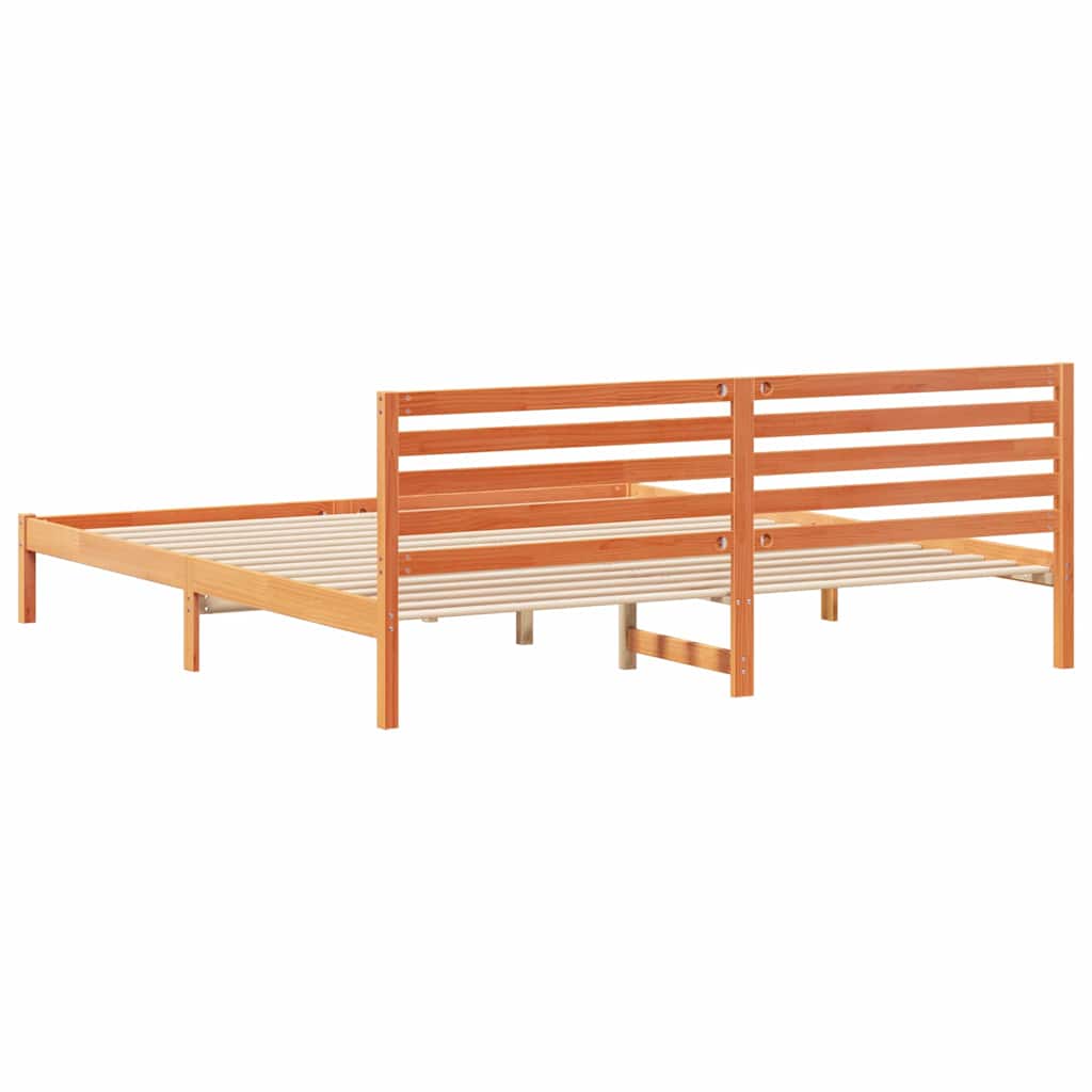Bettrahmen Wachsbraun 180 x 210 cm Massives Kiefernholz