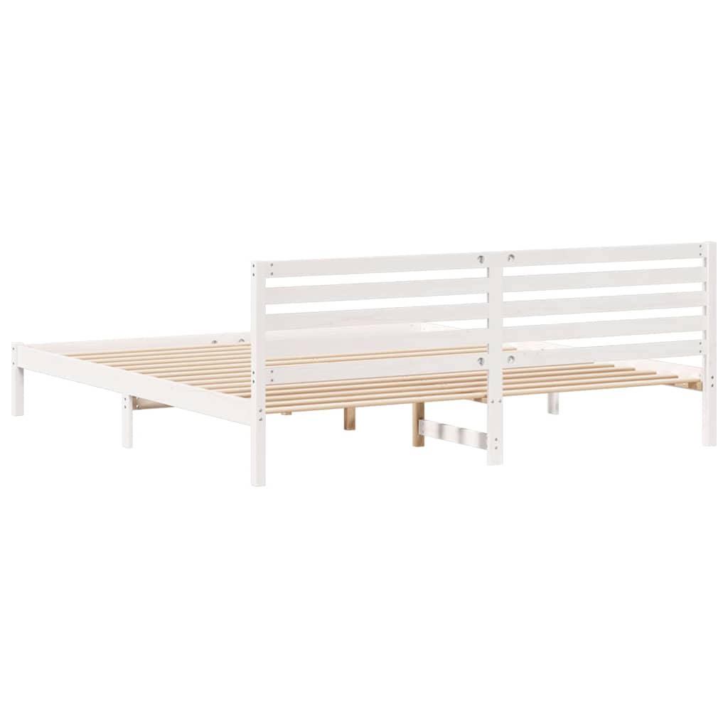 Bettrahmen mit Kopfteil Weiß 200 x 210 cm Massives Kiefernholz