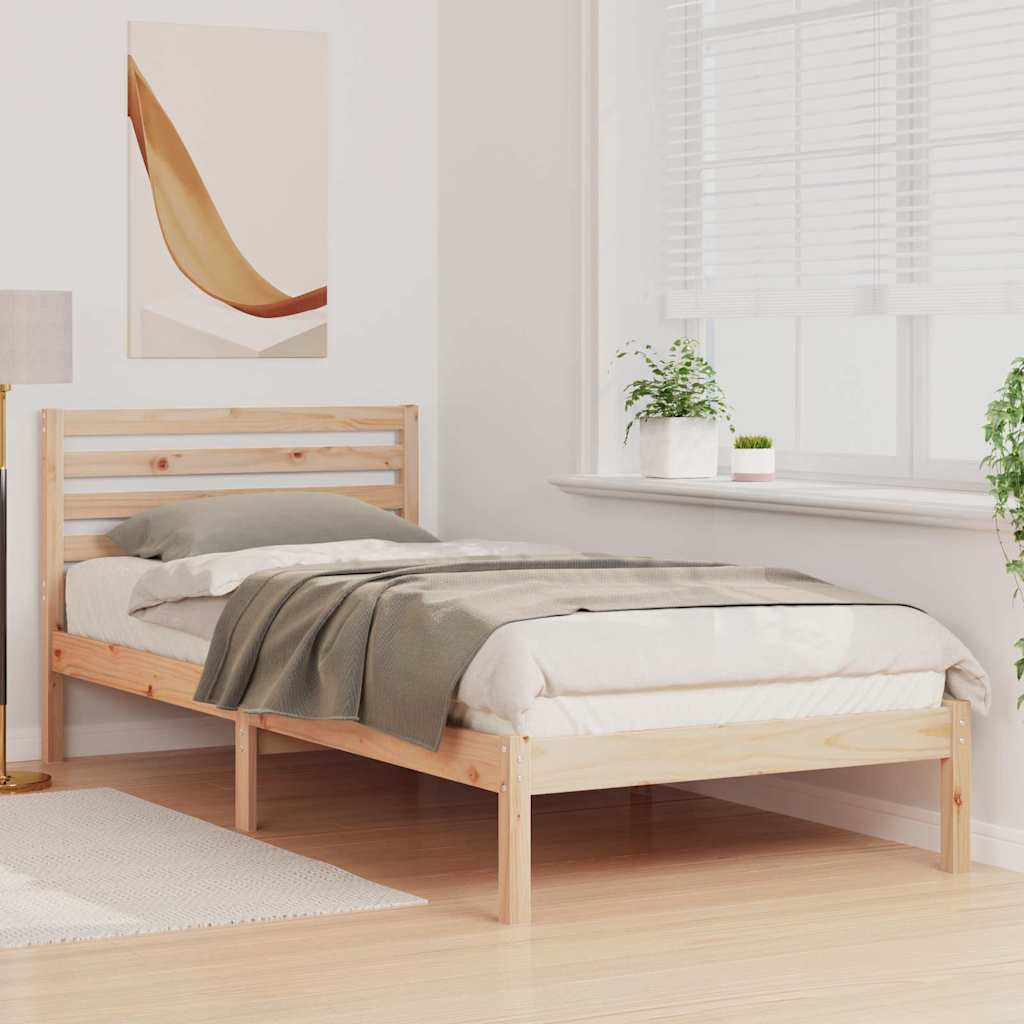 Bettrahmen mit Kopfteil Braun 80 x 220 cm Massives Kiefernholz