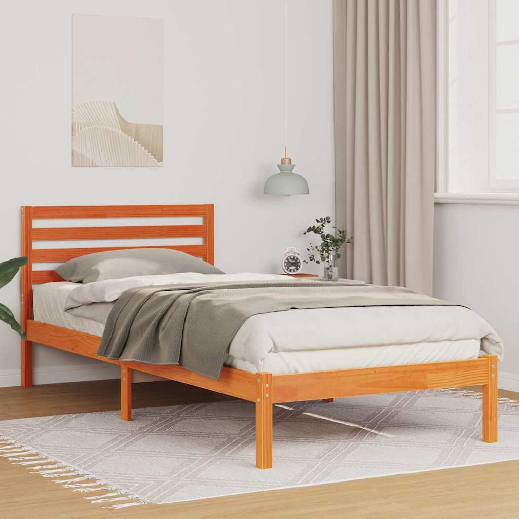 Bettrahmen Wachsbraun 80 x 220 cm Massives Kiefernholz
