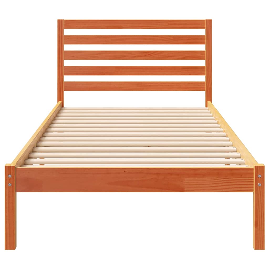 Bettrahmen Wachsbraun 90 x 220 cm Massives Kiefernholz