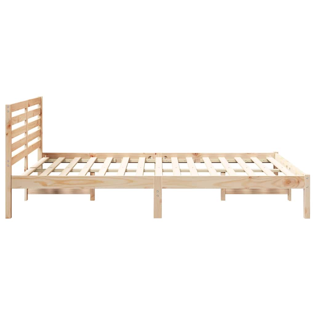 Bettrahmen mit Kopfteil Braun 140 x 220 cm Massives Kiefernholz