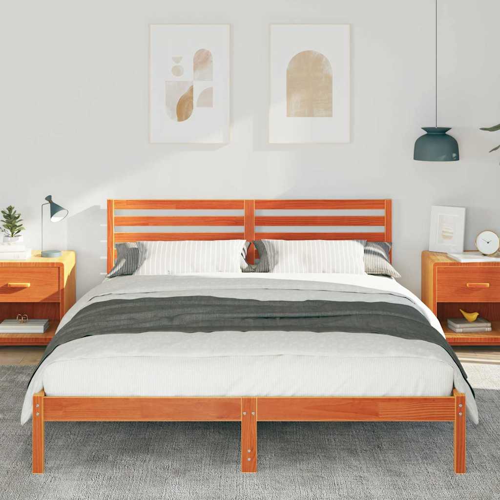Bettrahmen Wachsbraun 160 x 220 cm Massives Kiefernholz