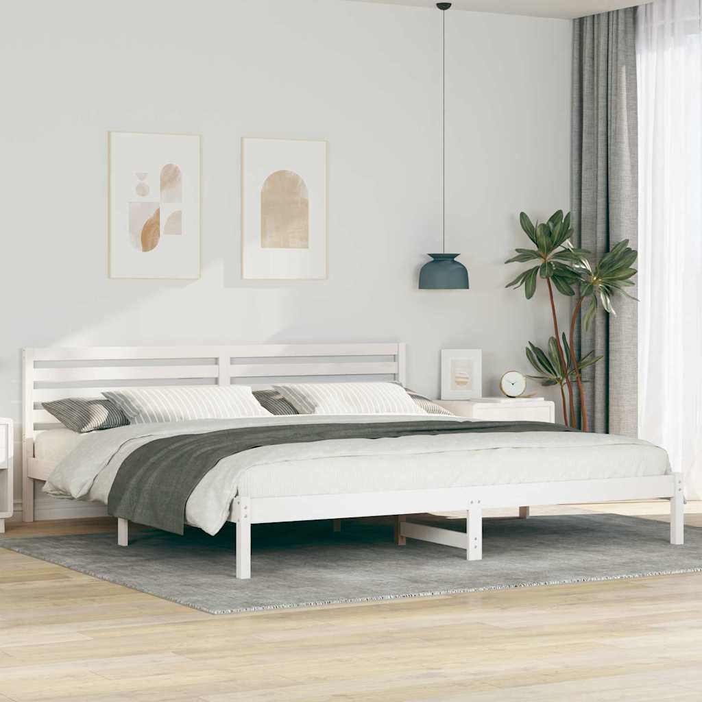 Bettrahmen mit Kopfteil Weiß 180 x 220 cm Massives Kiefernholz