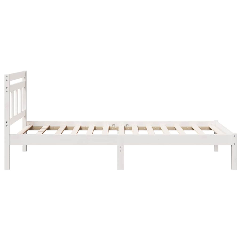 Bettrahmen Weiß 75 x 190 cm Massives Kiefernholz