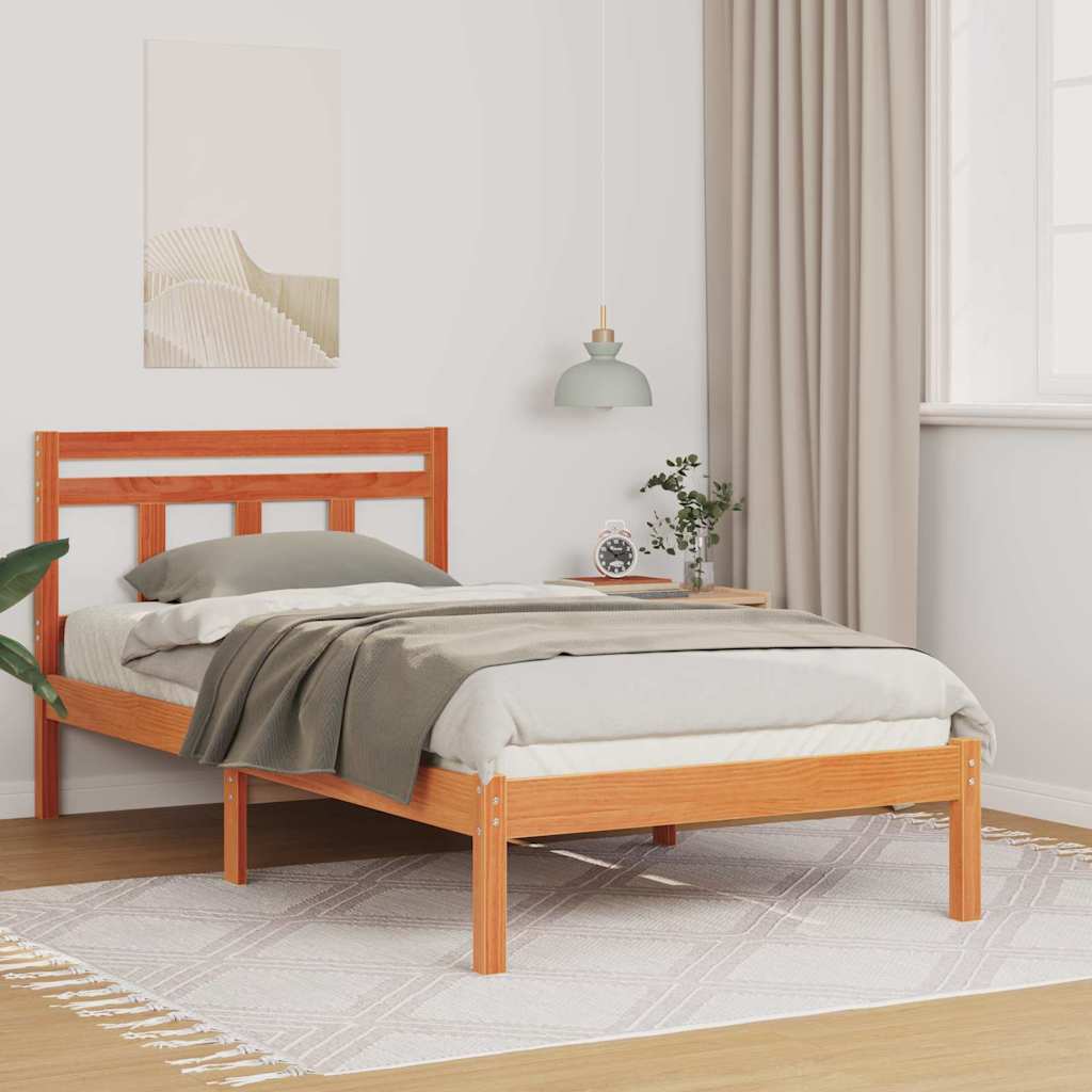 Bettrahmen Braun 75 x 190 cm Massives Kiefernholz