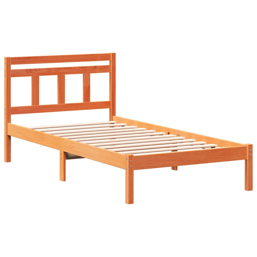Bettrahmen Braun 75 x 190 cm Massives Kiefernholz