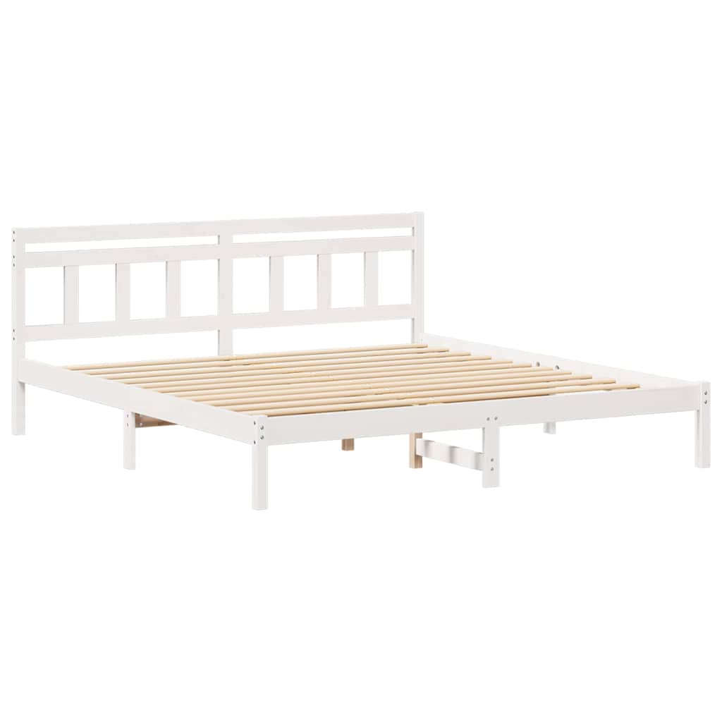 Bettrahmen Weiß 200 x 200 cm Massives Kiefernholz