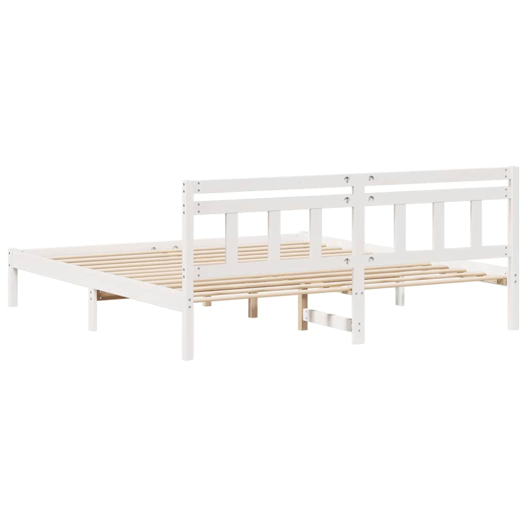 Bettrahmen Weiß 200 x 200 cm Massives Kiefernholz
