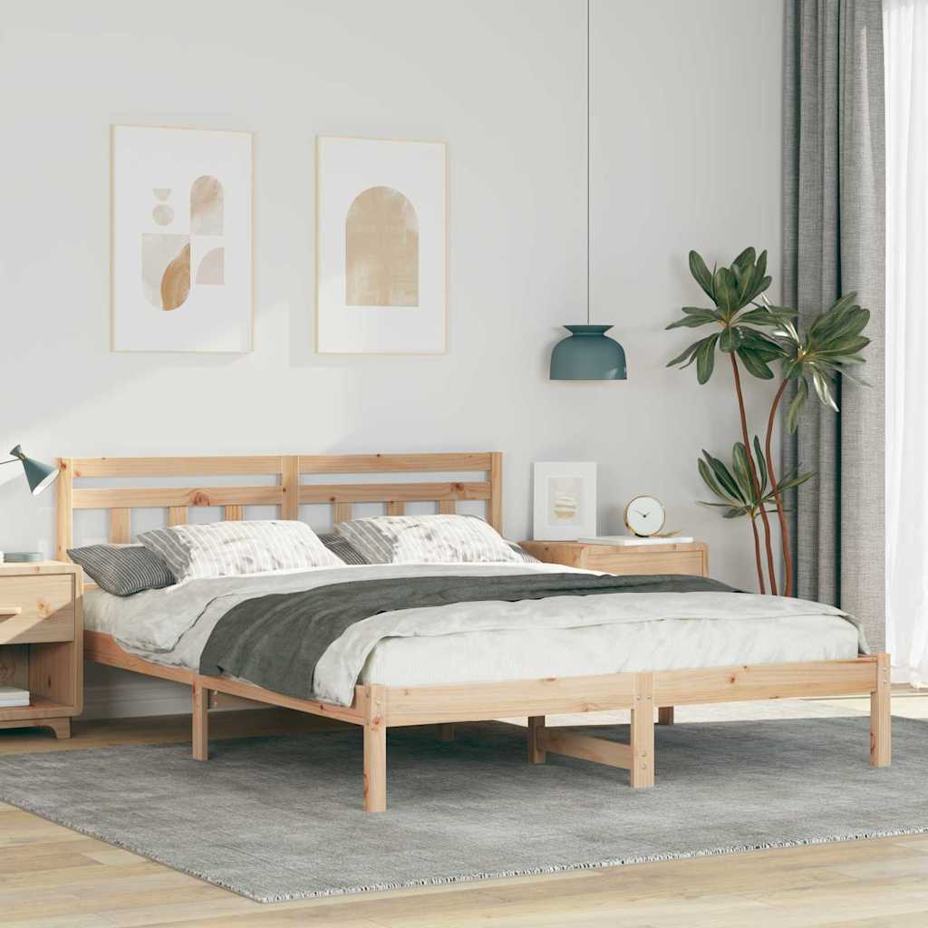Bettrahmen Braun 140 x 200 cm Massives Kiefernholz