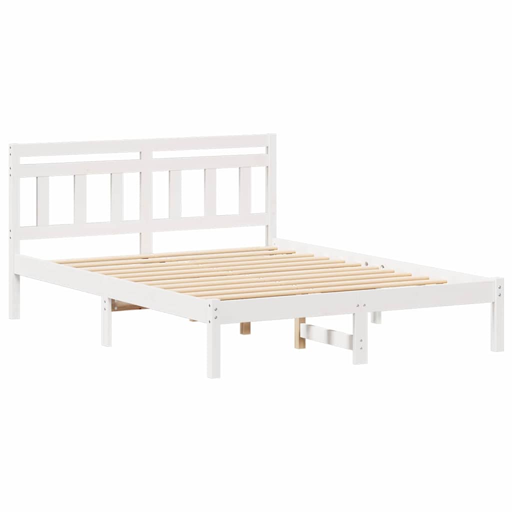 Bettrahmen Weiß 140 x 190 cm Massives Kiefernholz