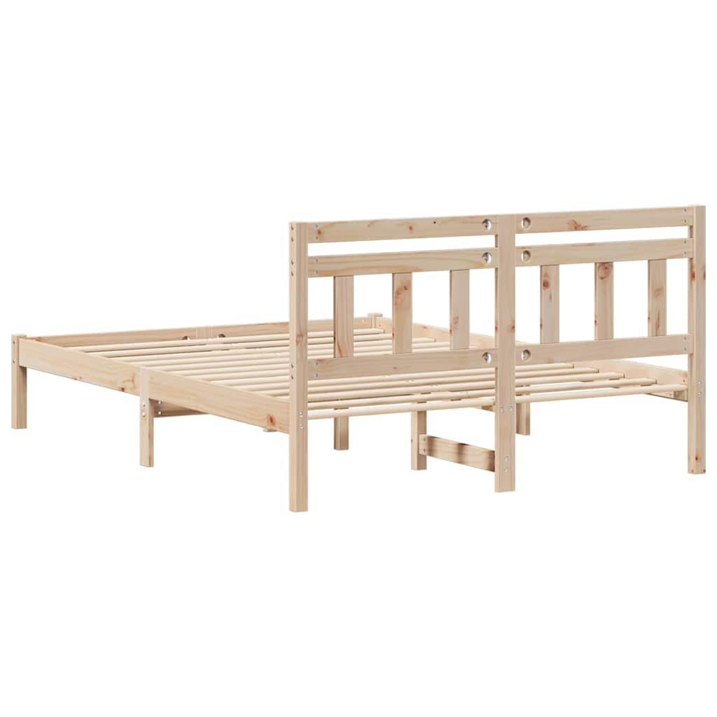 Bettrahmen Braun 135 x 190 cm Massives Kiefernholz
