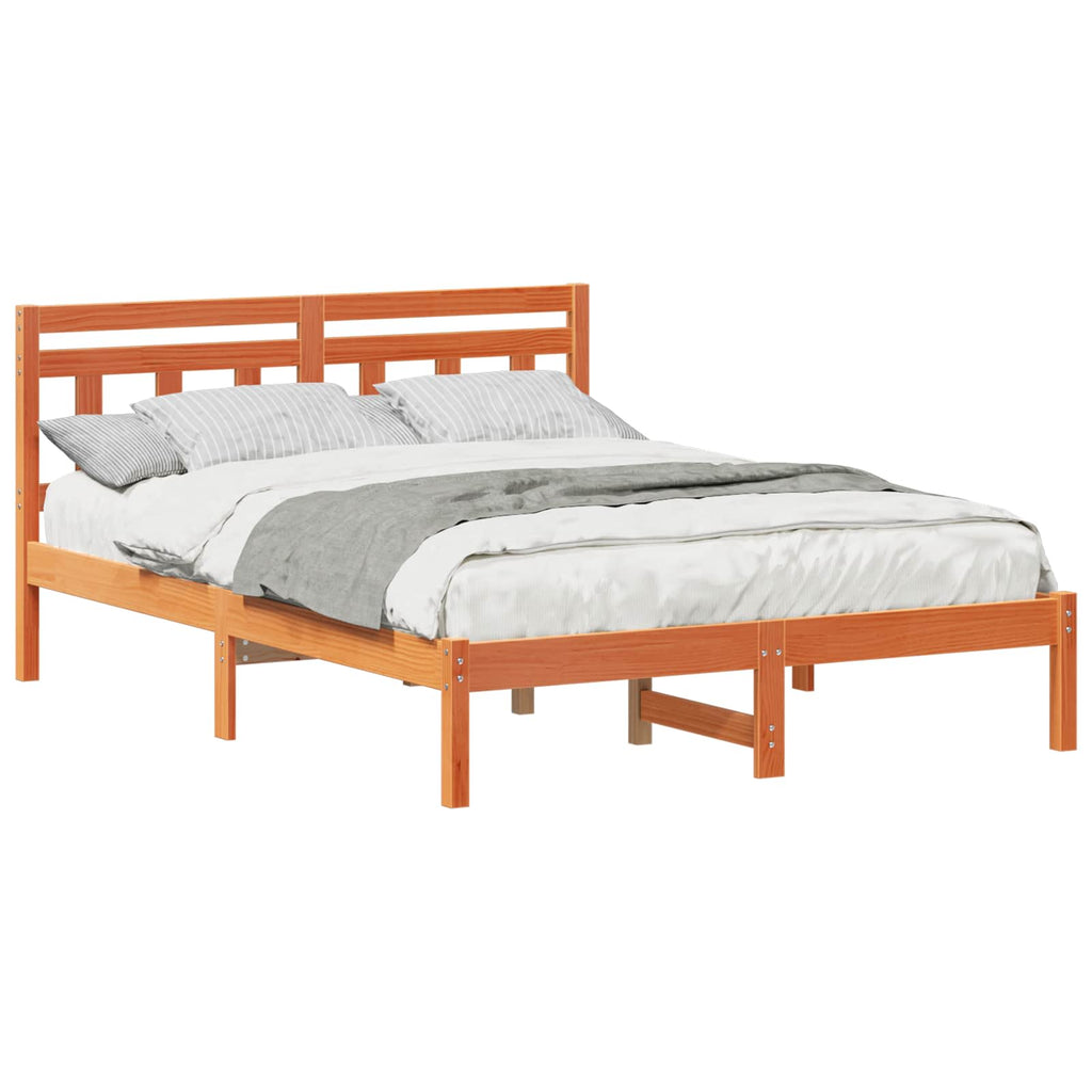 Bettrahmen Braun 135 x 190 cm Massives Kiefernholz