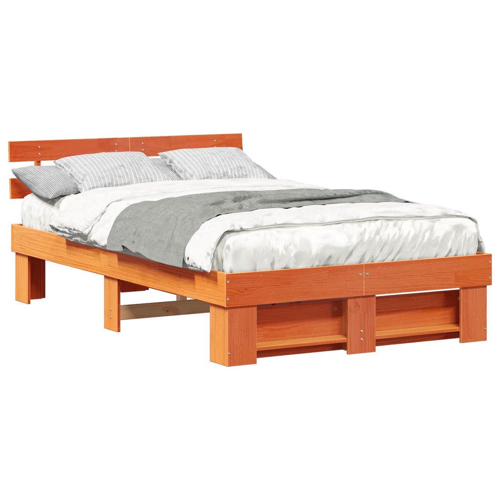 Bettrahmen Wachsbraun 140 x 190 cm Massives Kiefernholz