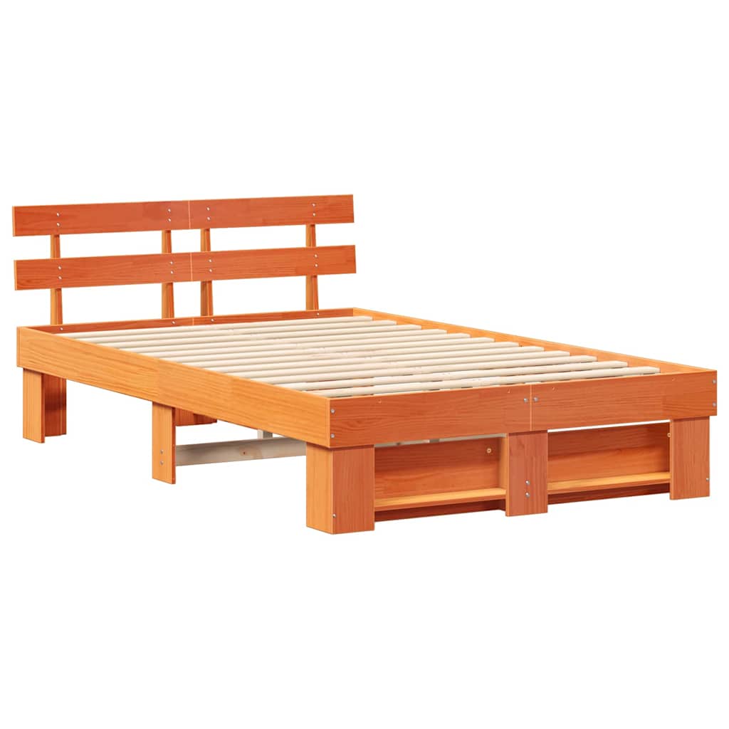 Bettrahmen Wachsbraun 135 x 190 cm Massives Kiefernholz