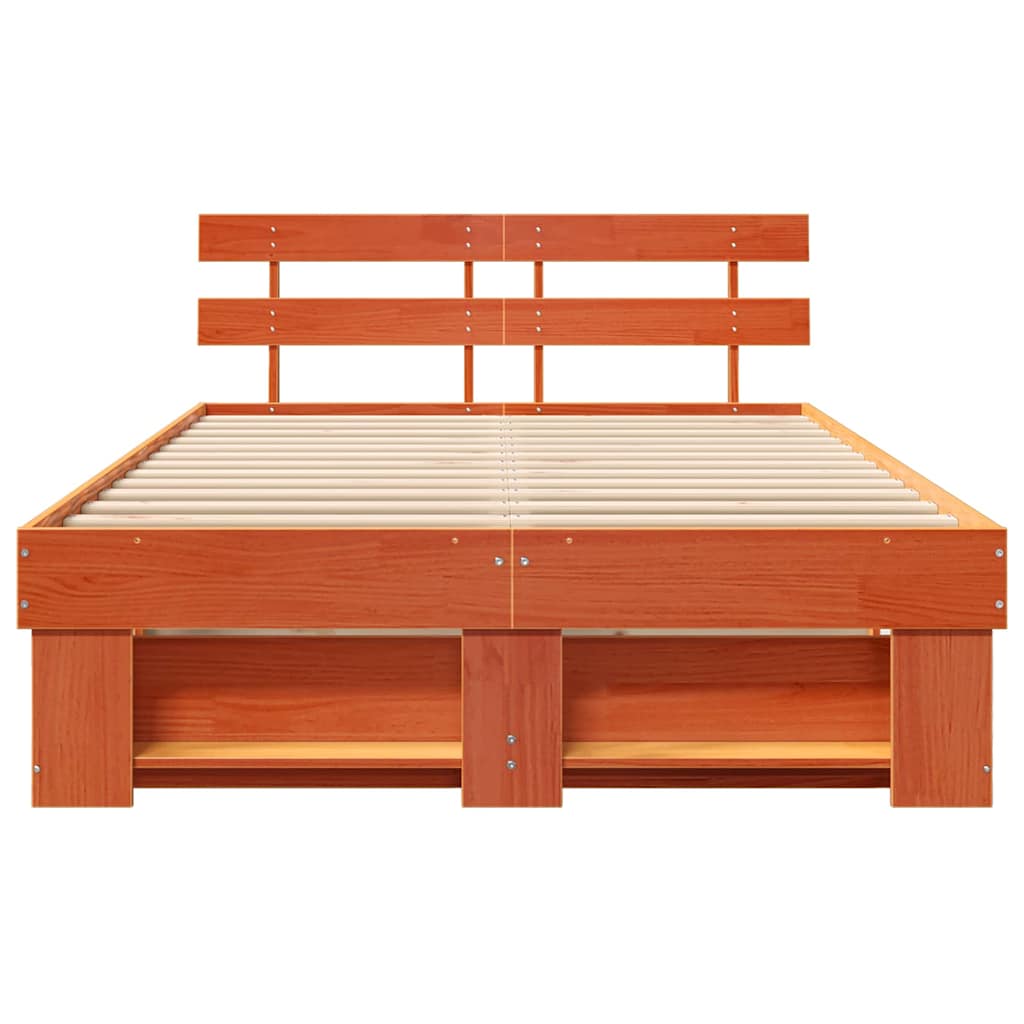 Bettrahmen Wachsbraun 135 x 190 cm Massives Kiefernholz
