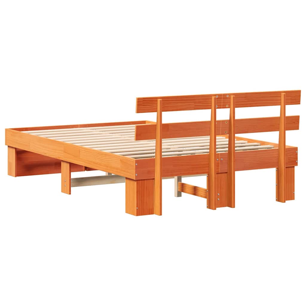 Bettrahmen Wachsbraun 120 x 190 cm Massives Kiefernholz