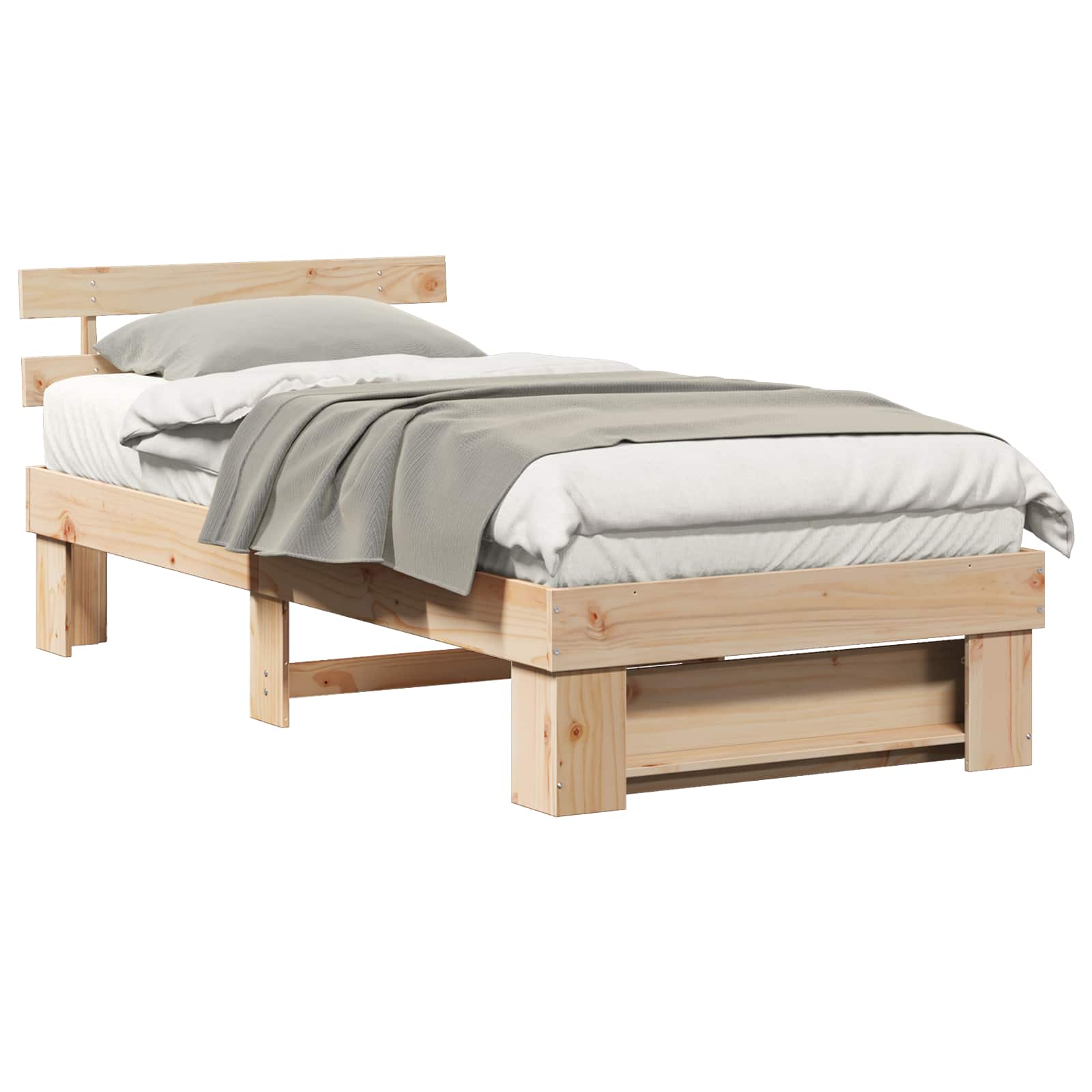 Bettrahmen mit Kopfteil Braun 75 x 190 cm Massives Kiefernholz