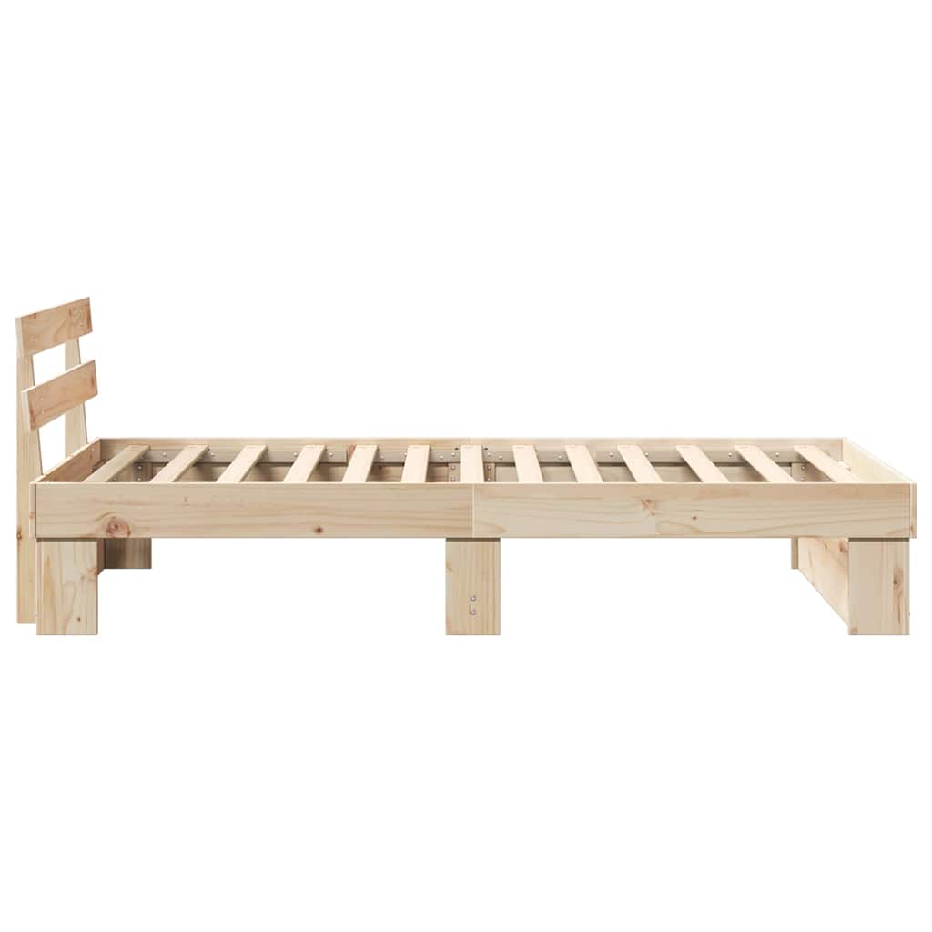 Bettrahmen mit Kopfteil Braun 75 x 190 cm Massives Kiefernholz